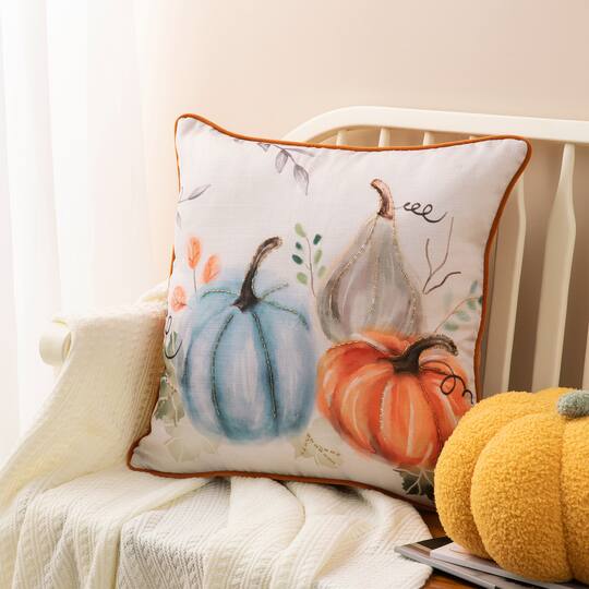 Glitzhome® Faux Burlap Pumpkin Pillow Cover